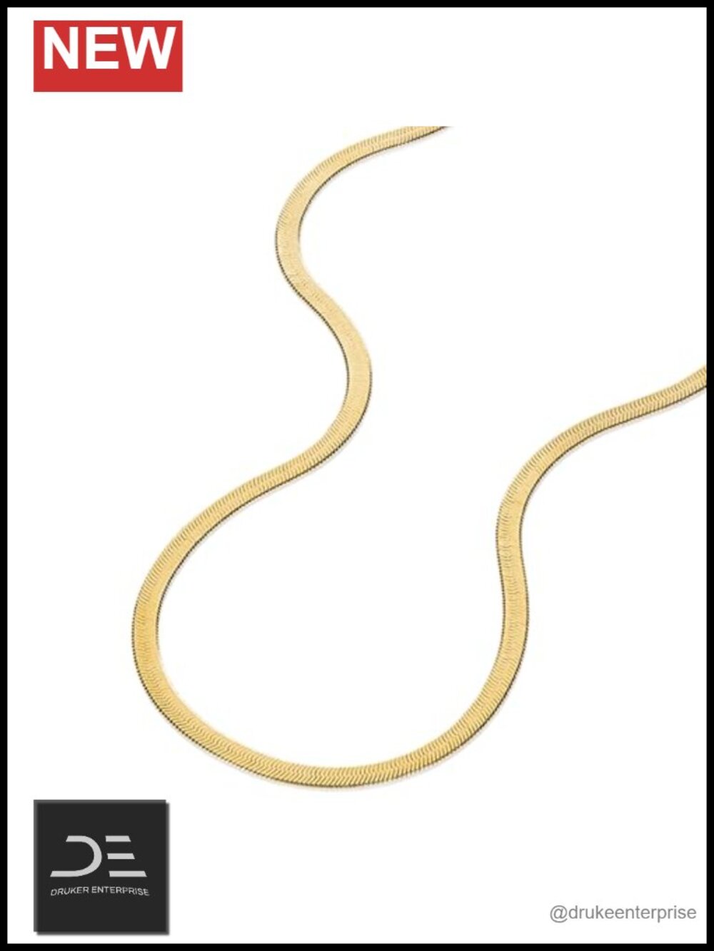Snake Chain Necklace 16 inch Waterproof Non Tarnish Hypoallergenic PVD coated